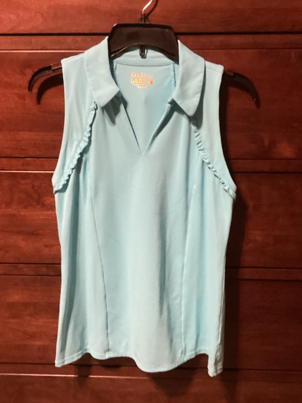 Lilly Pulitzer Luxletic Sky Blue Sleeveless ruffled V Neck